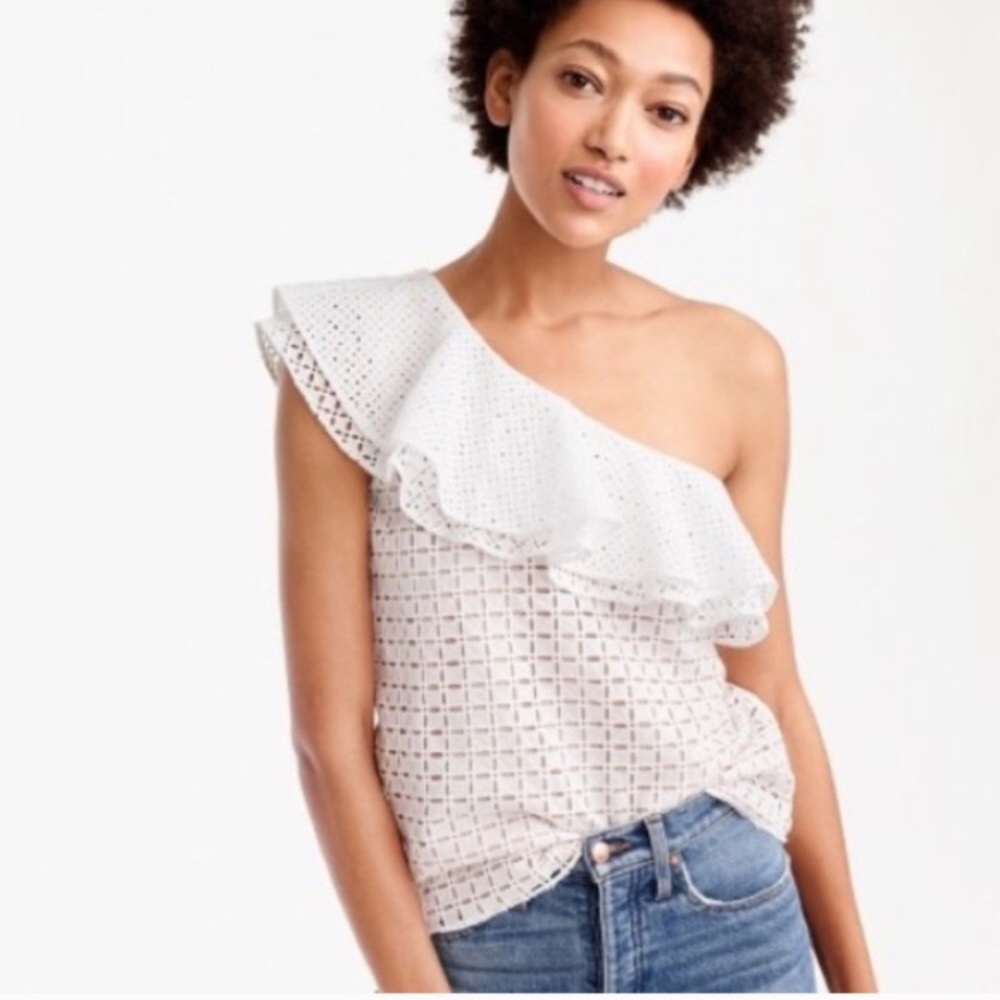 NWT J. Crew ruffle eyelet top